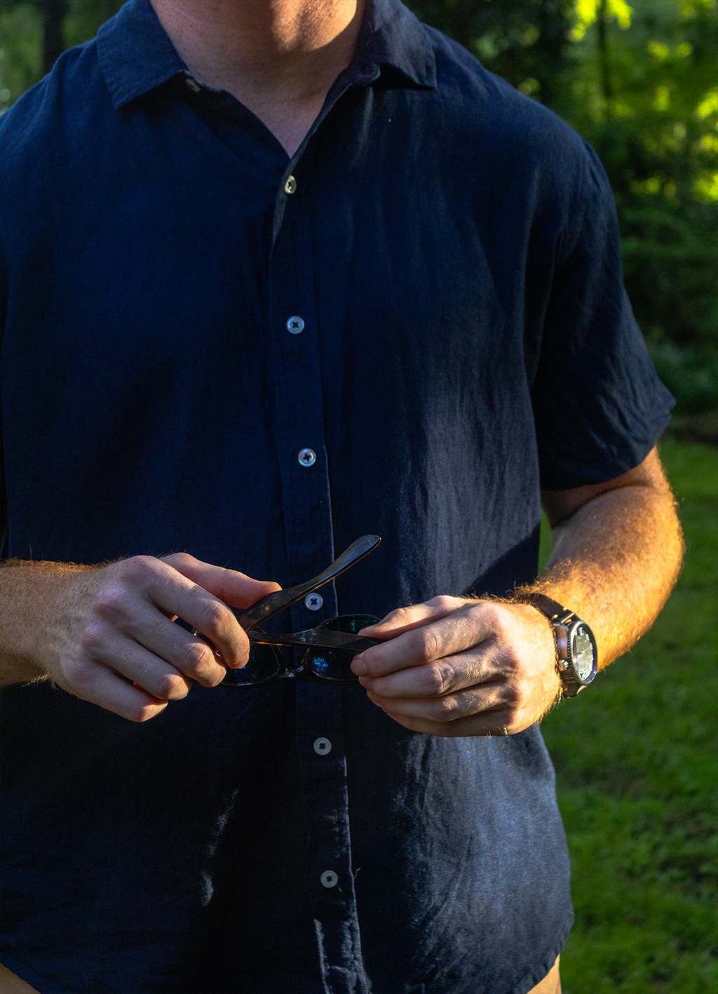 Dusk Blue Short Sleeve Linen Shirt