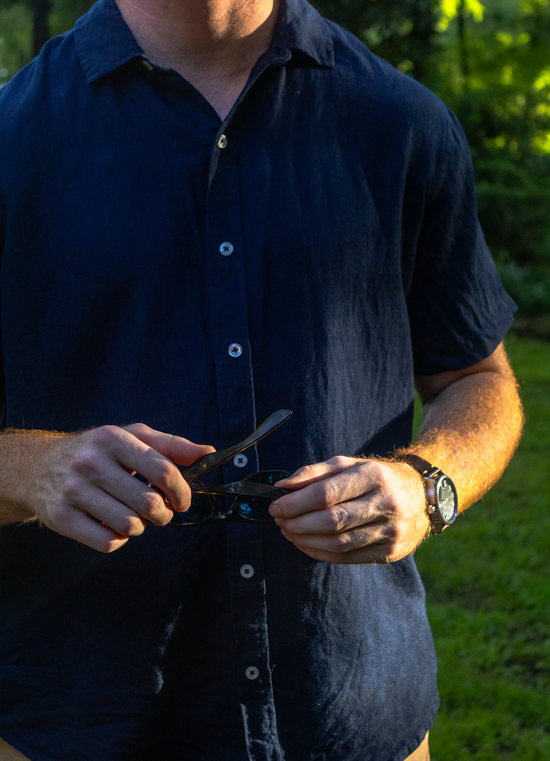 Dusk Blue Short Sleeve Linen Shirt