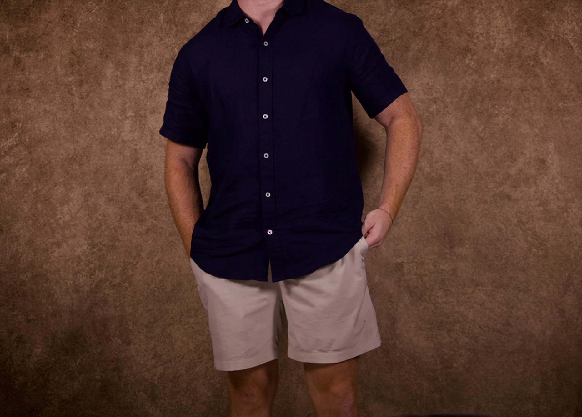 Camicia in Lino a Maniche Corte Deep Ocean - Blu Navy | Brotis